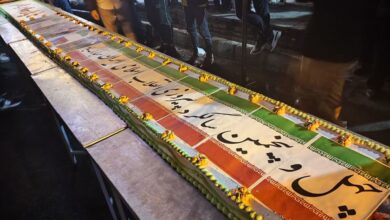 برش کیک بزرگ جشن انقلاب در شهر گلستان + تصاویر